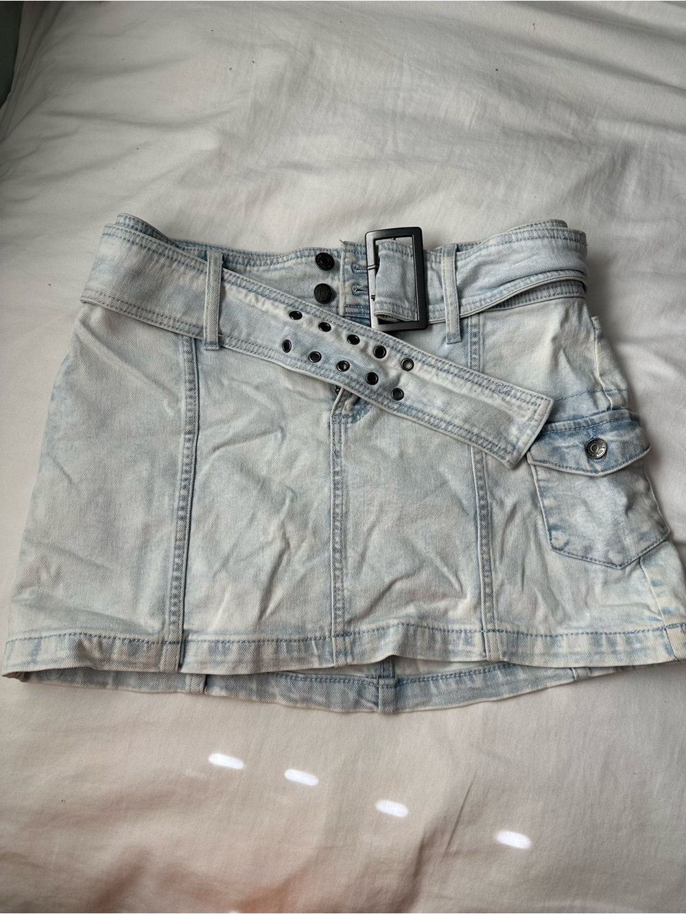 wild fable Light Blue Denim Mini Skirt with Belt